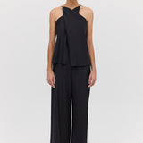 BLACK SILK RAY PANT