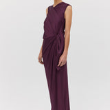 AUBERGINE SATIN DEVIATION GOWN