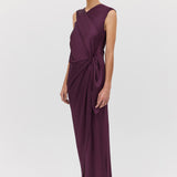 AUBERGINE SATIN DEVIATION GOWN