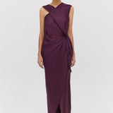 AUBERGINE SATIN DEVIATION GOWN