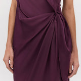 AUBERGINE SATIN DEVIATION GOWN