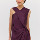 AUBERGINE SATIN DEVIATION GOWN