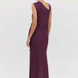 AUBERGINE SATIN DEVIATION GOWN