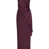 AUBERGINE SATIN DEVIATION GOWN