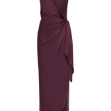 AUBERGINE SATIN DEVIATION GOWN