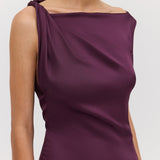 AUBERGINE SATIN CIRQUE DRESS