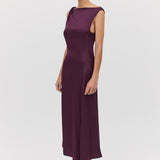 AUBERGINE SATIN CIRQUE DRESS