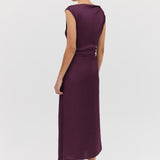 AUBERGINE SATIN CIRQUE DRESS