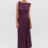 AUBERGINE SATIN CIRQUE DRESS