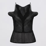 BLACK SCALLOPED LACE FLUX TOP