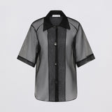BLACK ORGANZA FREQUENCY SHIRT