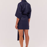 NAVY LUREX FLUENT DRESS