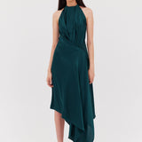 PETROL SILK ISABELLA DRESS