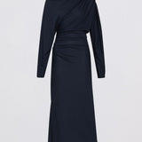NAVY MERINO DECODE LONG SLEEVE DRESS