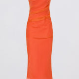 MANDARIN ORGANZA EMULATE STRAPLESS DRESS