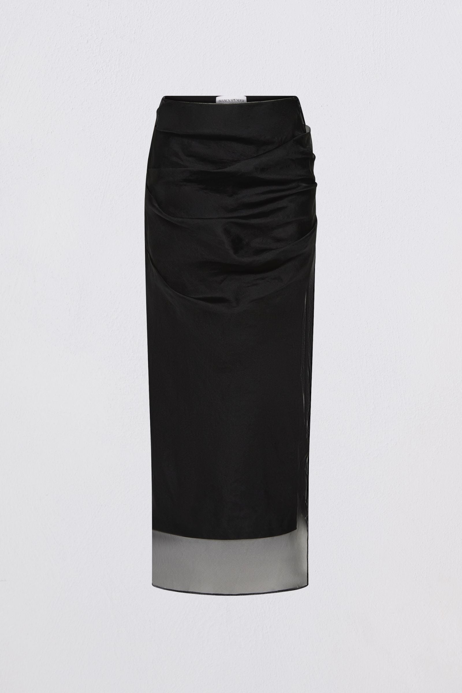 Black skirt with silver base on a light gray background