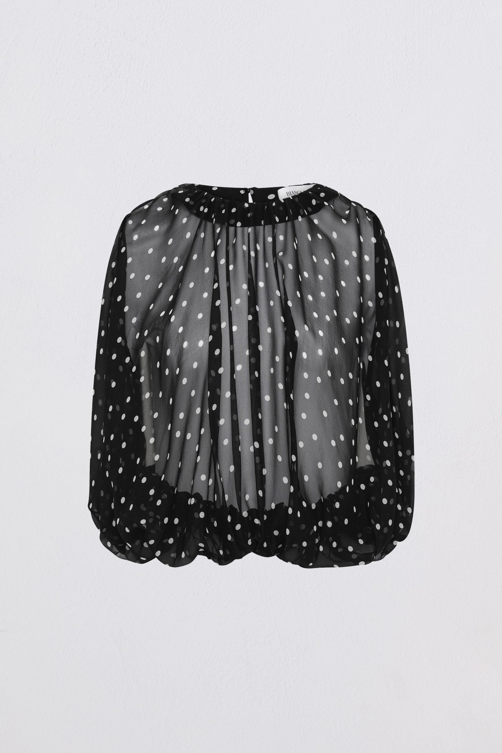 BLACK POLKA DOT SILK EMERGE TOP