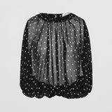 BLACK POLKA DOT SILK EMERGE TOP