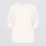 IVORY CREPE CRAWFORD TOP