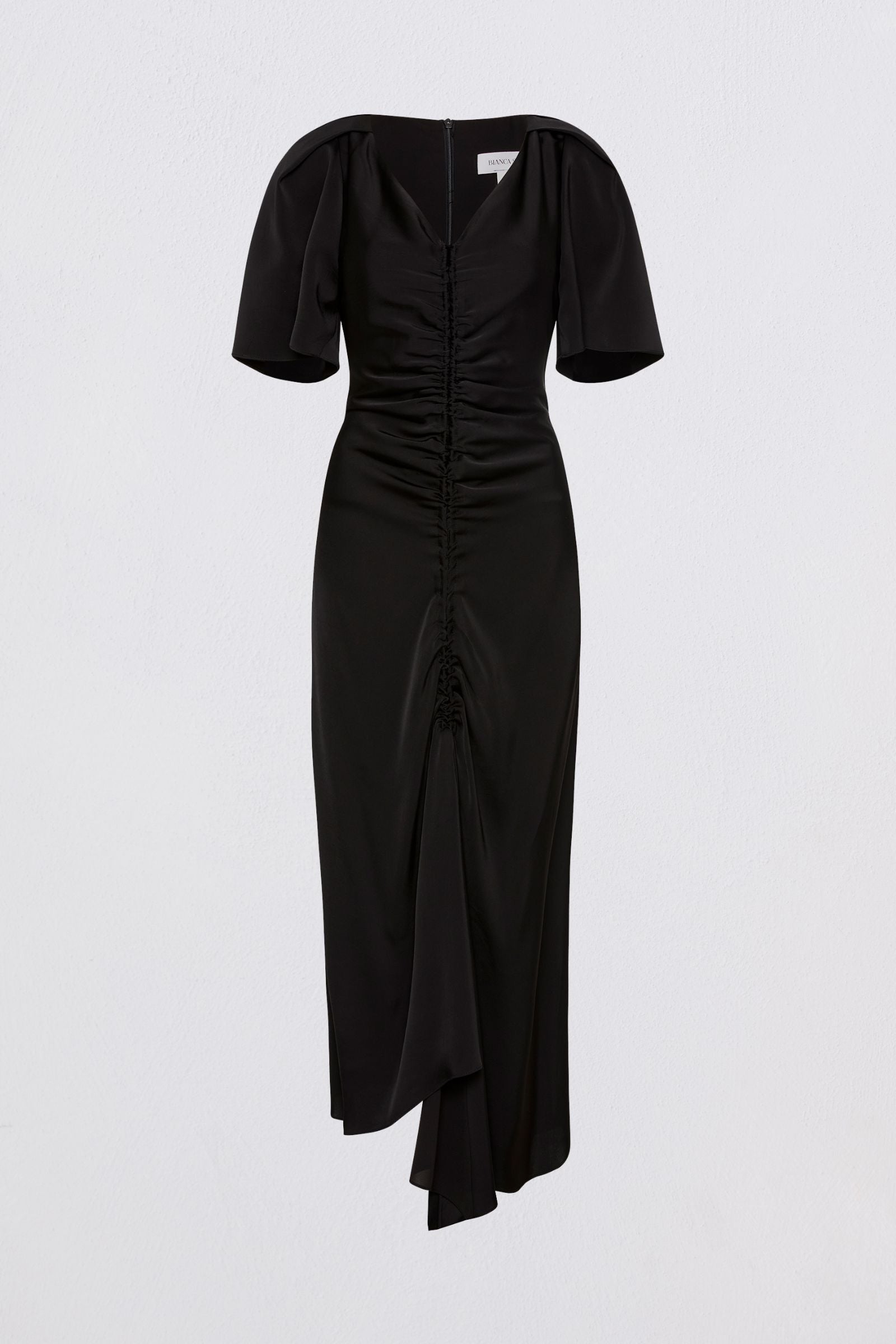 BLACK SATIN BELLINI DRESS