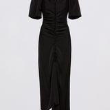 BLACK SATIN BELLINI DRESS
