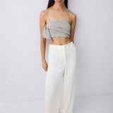 CREAM SATIN PULSE PANT