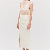 CREAM WOOL CARESS SKIRT