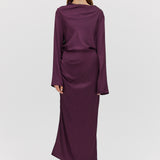 AUBERGINE SATIN AMITY SKIRT
