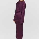 AUBERGINE SATIN AMITY SKIRT