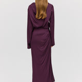 AUBERGINE SATIN AMITY SKIRT