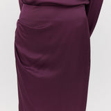 AUBERGINE SATIN AMITY SKIRT