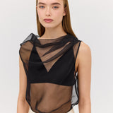 BLACK ORGANZA CEZANNE TOP