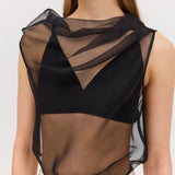 BLACK ORGANZA CEZANNE TOP