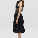 BLACK COTTON METAL DELIQUESCE SKIRT