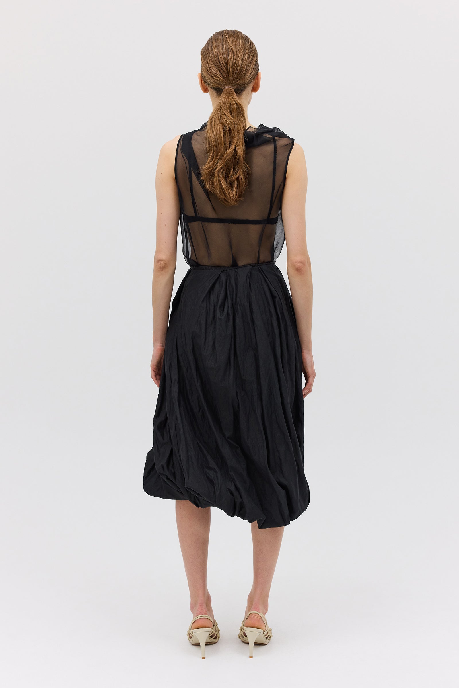 BLACK COTTON METAL DELIQUESCE SKIRT