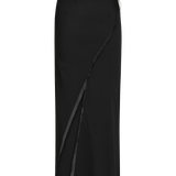 BLACK SATIN OBLIQUE SKIRT