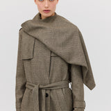 CLAY CHECK WOOL VEIL TRENCH