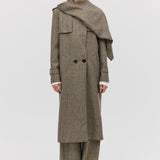 CLAY CHECK WOOL VEIL TRENCH