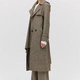 CLAY CHECK WOOL VEIL TRENCH