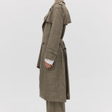 CLAY CHECK WOOL VEIL TRENCH