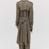 CLAY CHECK WOOL VEIL TRENCH