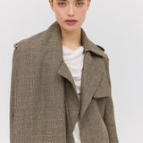 CLAY CHECK WOOL VEIL TRENCH