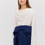 IVORY SILK CEZANNE LONG SLEEVE TOP