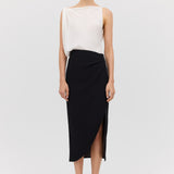 BLACK SUITING INCURVED SKIRT