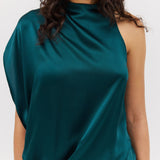 PETROL SILK SATIN INFINITE TOP