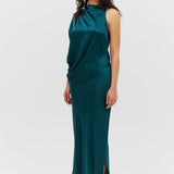 PETROL SILK SATIN RAFAEL SKIRT
