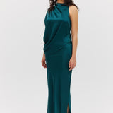 PETROL SILK SATIN RAFAEL SKIRT