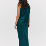 PETROL SILK SATIN RAFAEL SKIRT