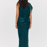 PETROL SILK SATIN RAFAEL SKIRT