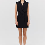 BLACK SUITING INTERLUDE VEST DRESS